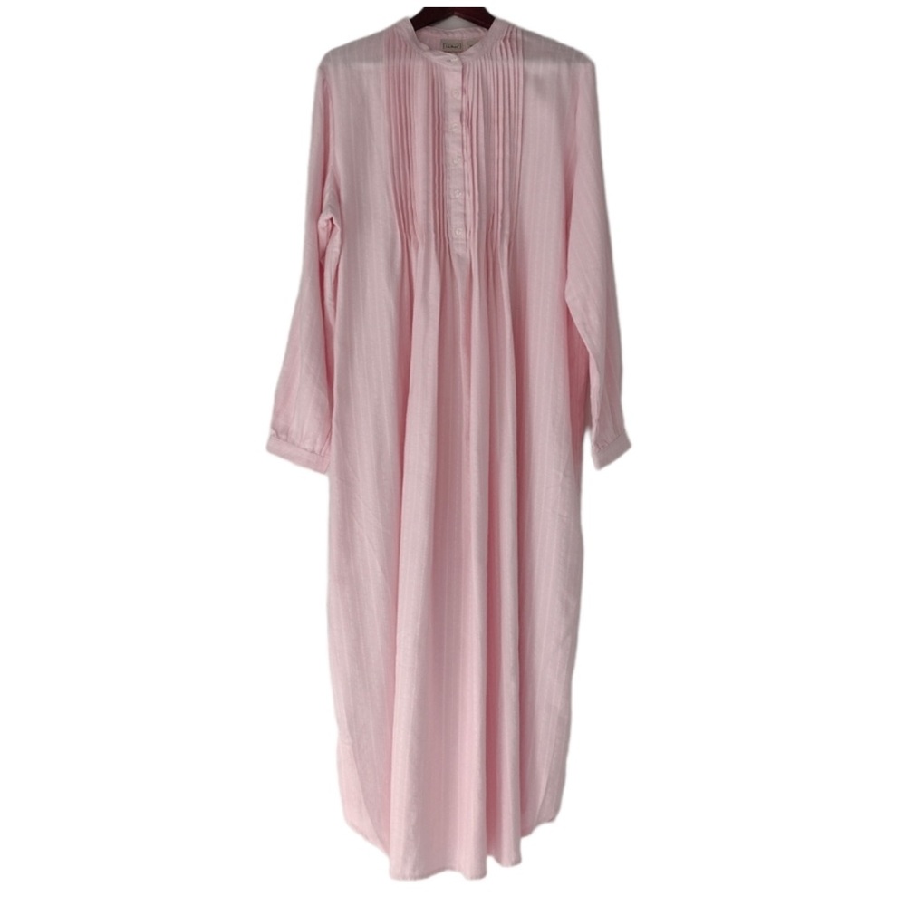 L.L. Bean pink long nightgown pintuck detail L